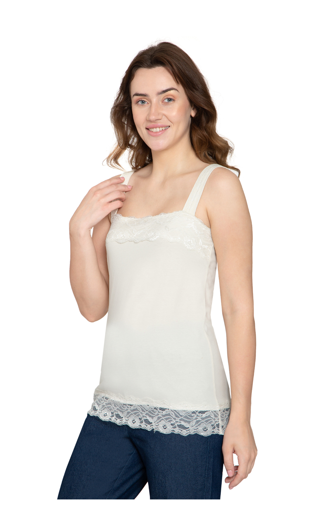 Women's Lacey Trim Cotton Blend Tank Top 16