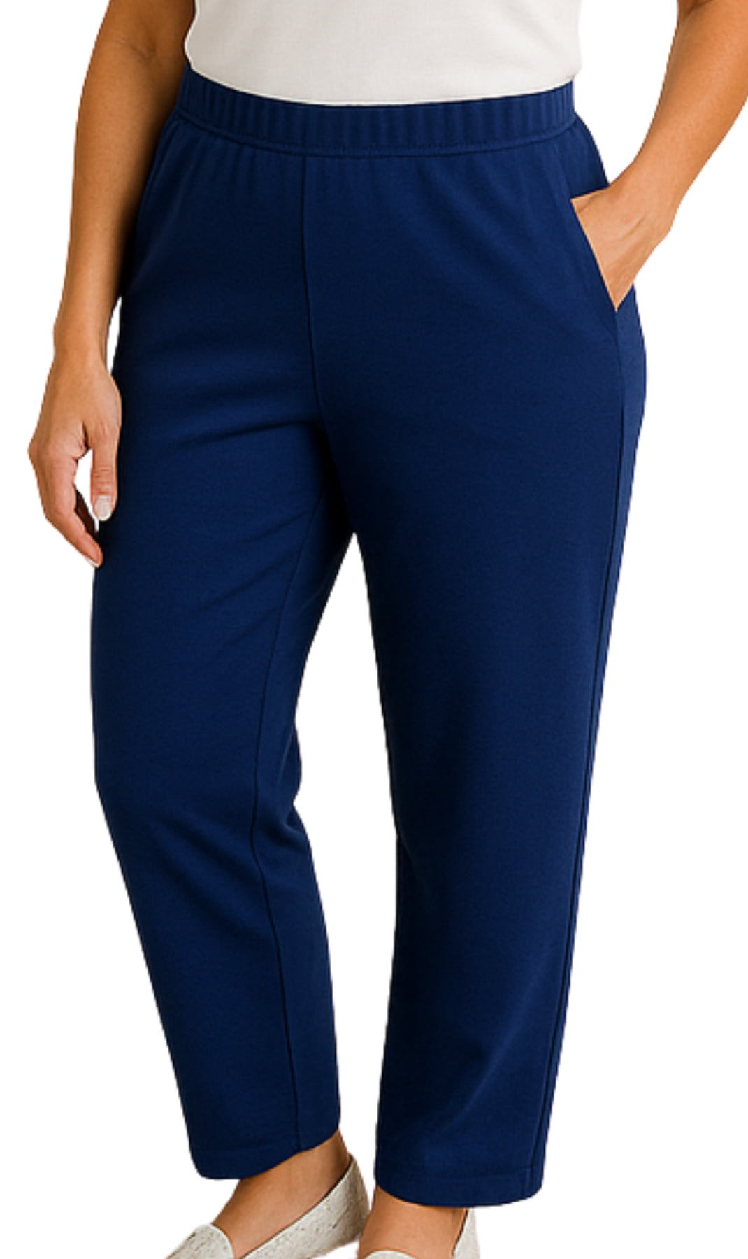 Women's Knit Pull on Pants - Cotton Blend with Flat Front waistband 77