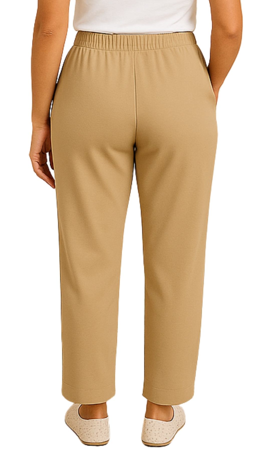 Women's Knit Pull on Pants - Cotton Blend with Flat Front waistband 10