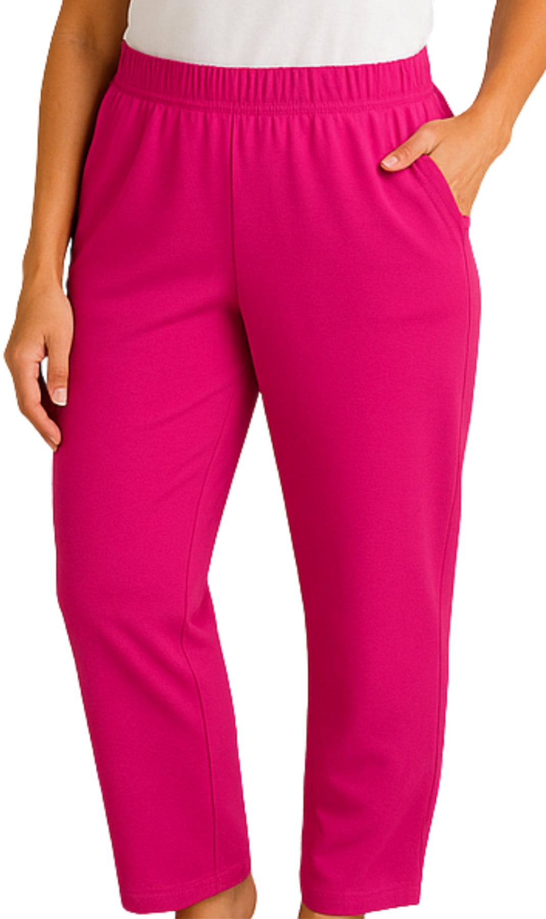 Women's Knit Pull on Pants - Cotton Blend with Flat Front waistband 79