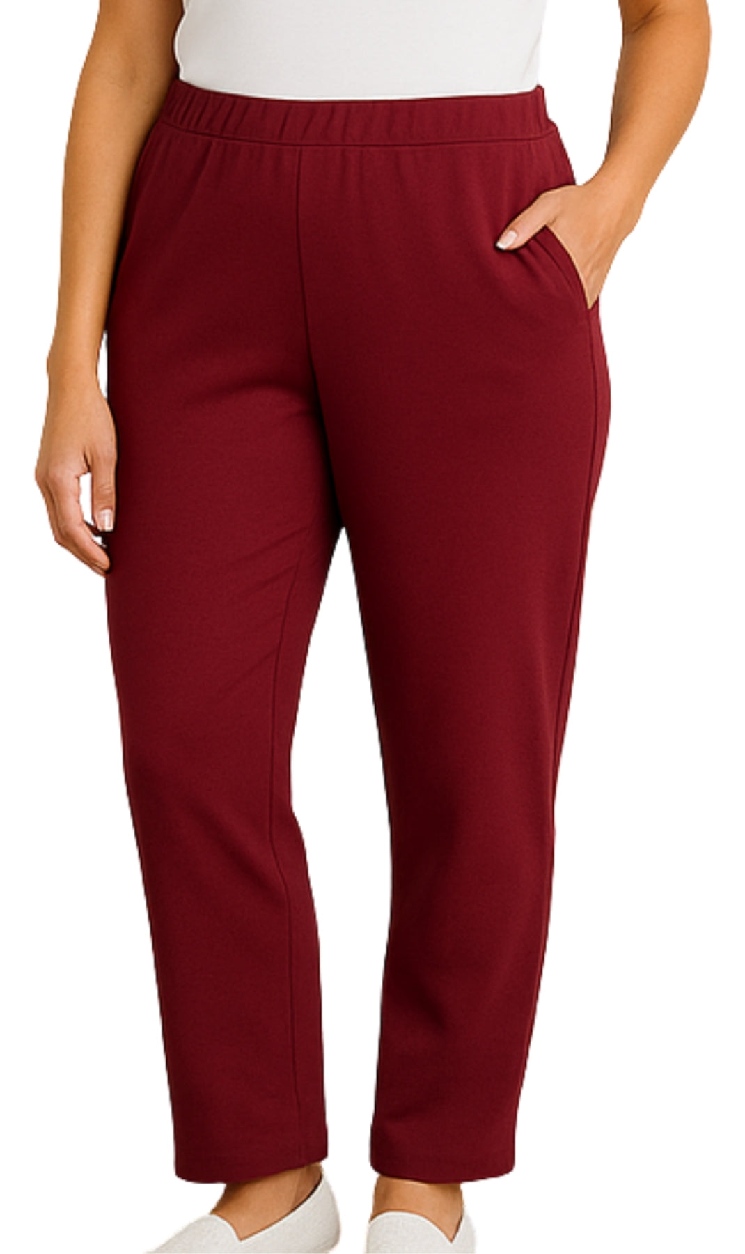 Women's Knit Pull on Pants - Cotton Blend with Flat Front waistband 81