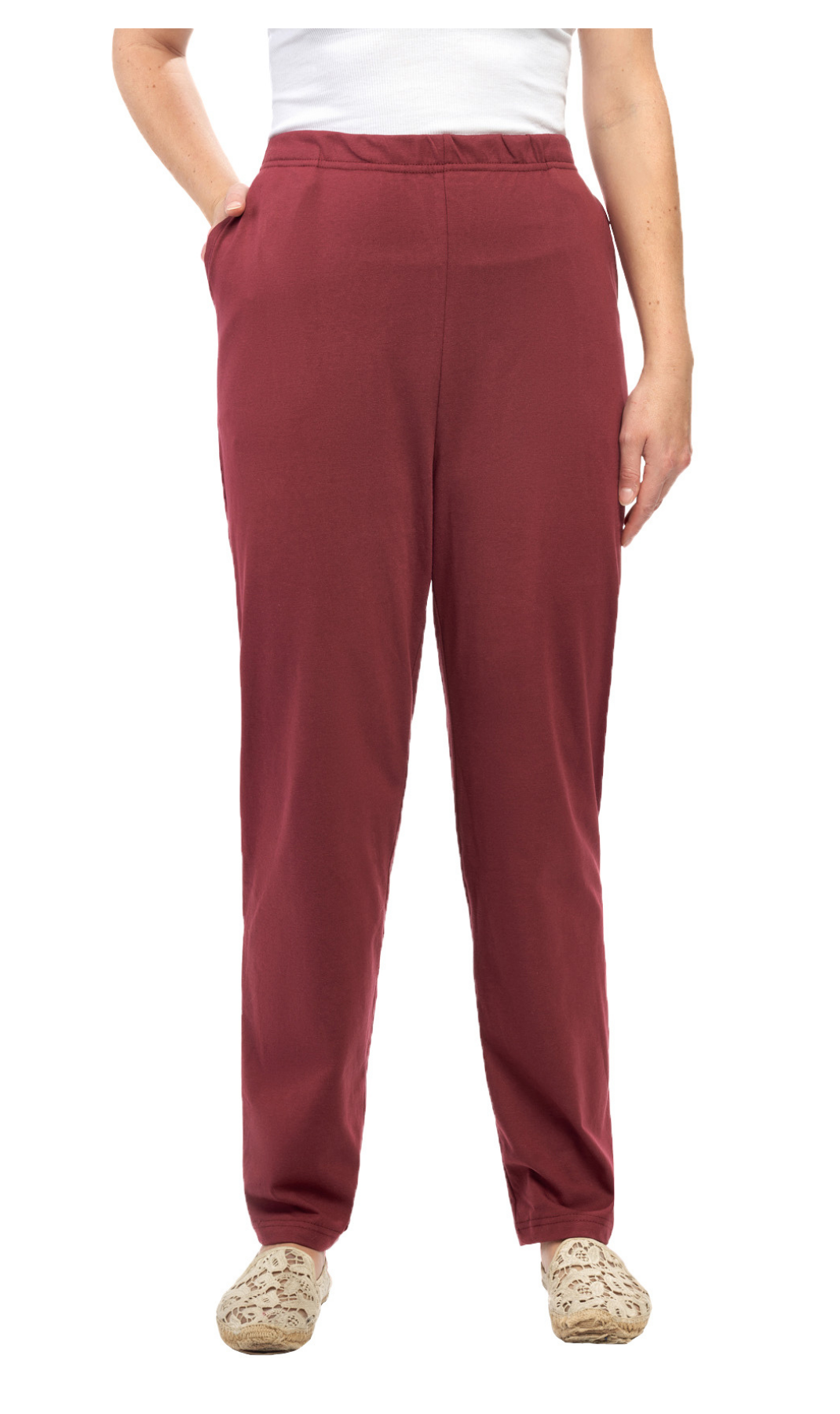 Women's Knit Pull on Pants - Cotton Blend with Flat Front waistband 29