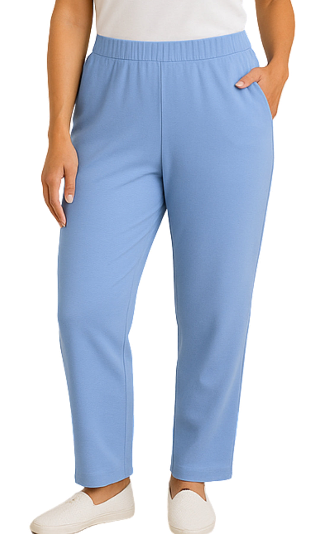 Women's Knit Pull on Pants - Cotton Blend with Flat Front waistband 83