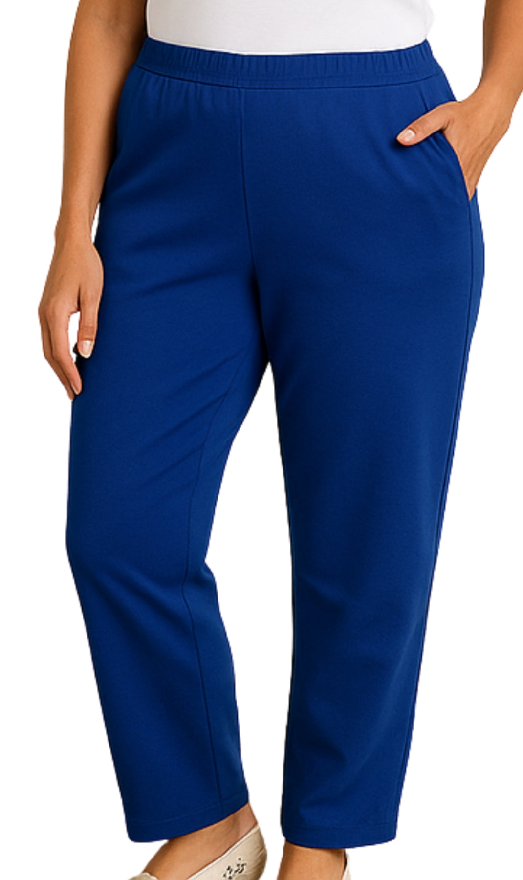 Women's Knit Pull on Pants - Cotton Blend with Flat Front waistband 84