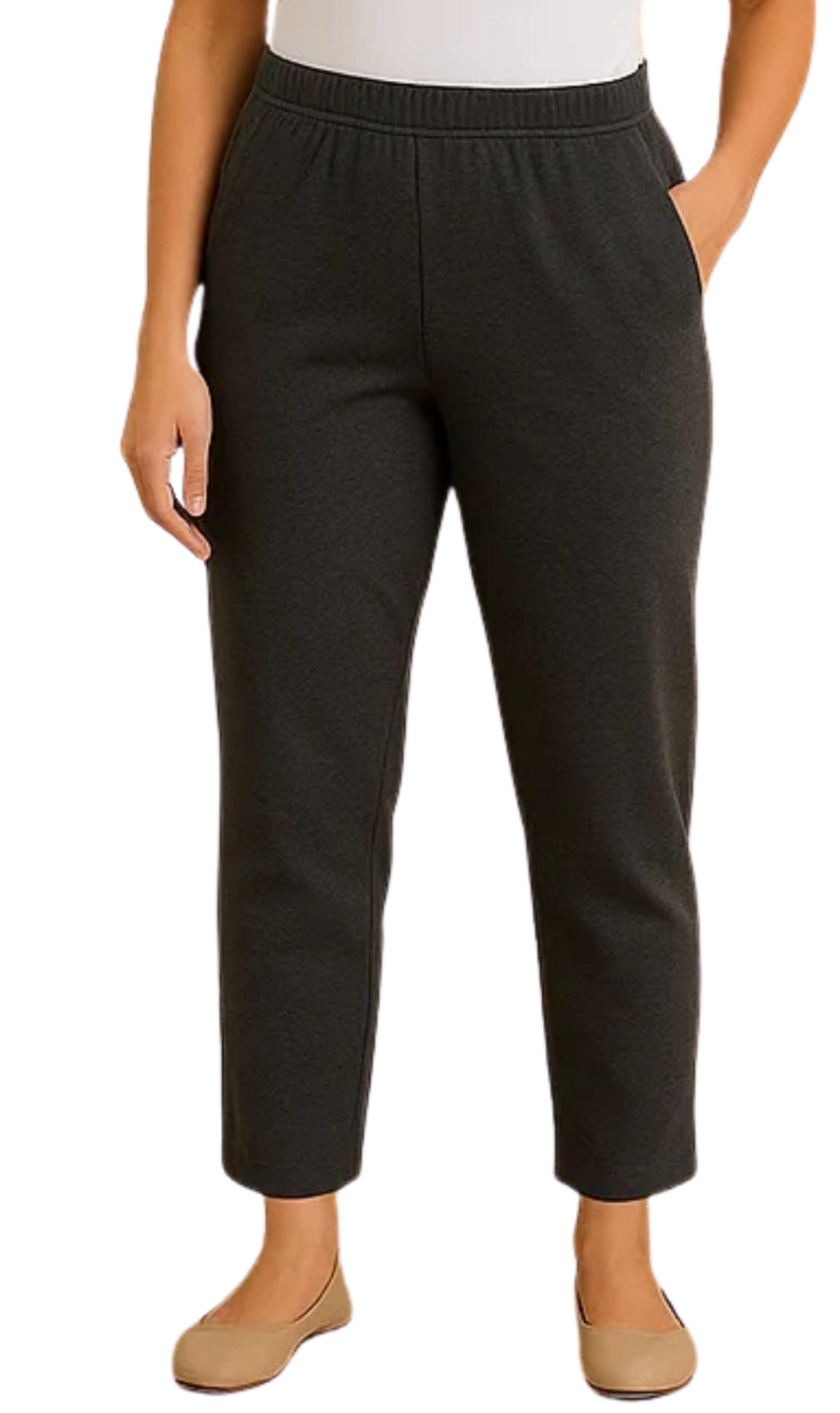 Women's Knit Pull on Pants - Cotton Blend with Flat Front waistband 85