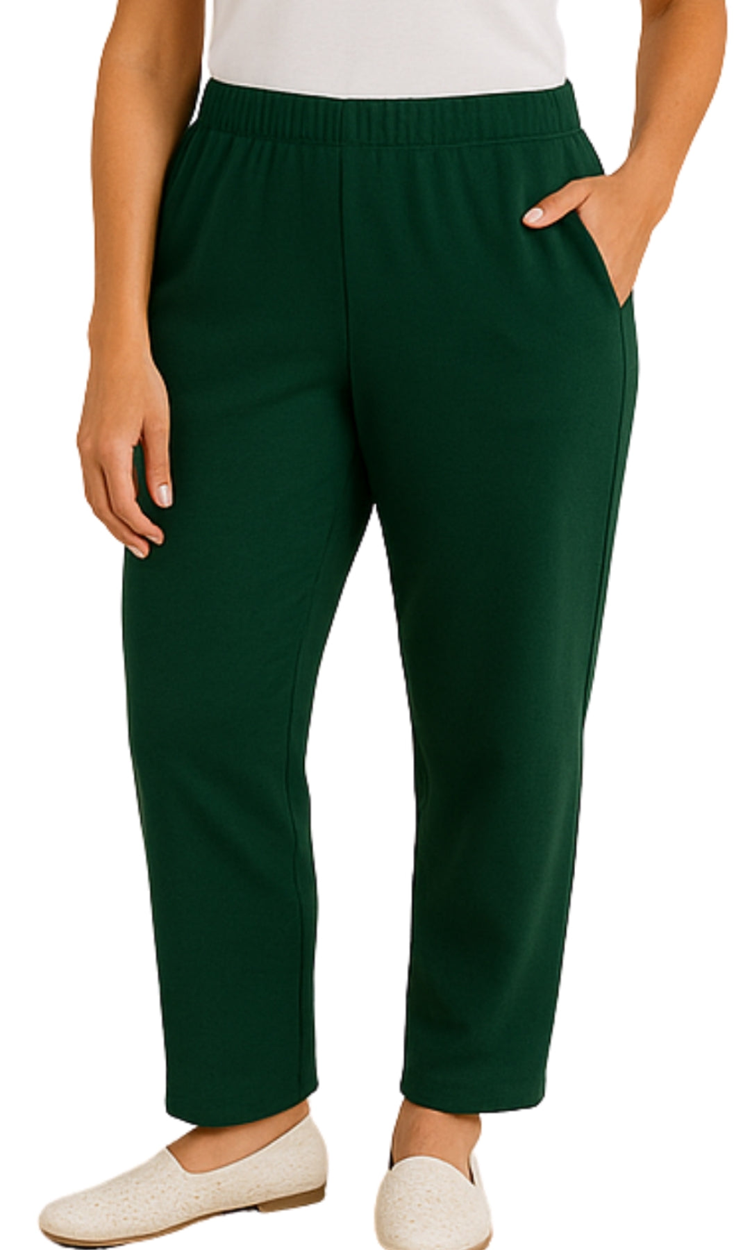 Women's Knit Pull on Pants - Cotton Blend with Flat Front waistband 86