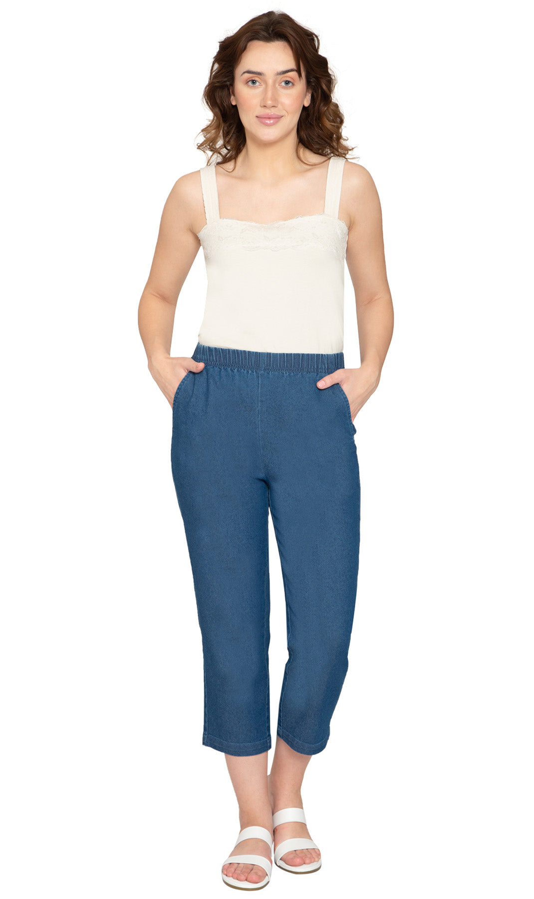 Women's Lightweight Stretch Denim Capri Pants – Comfortable Everyday Fit 25