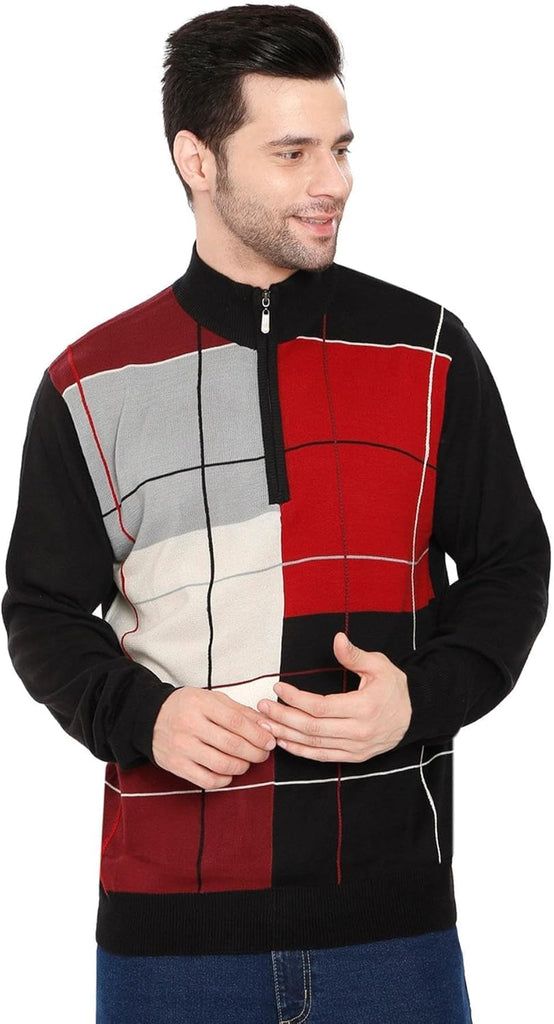 Men's Color Block Quarter Zip Long Sleeve Sweater