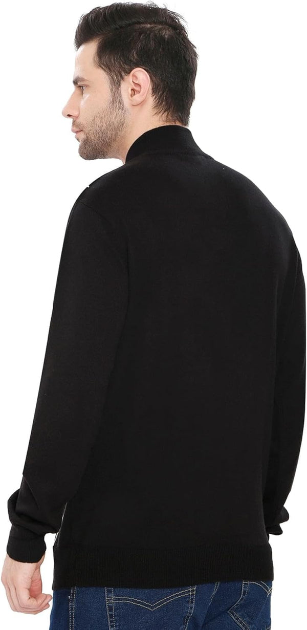 Men's Color Block Quarter Zip Long Sleeve Sweater