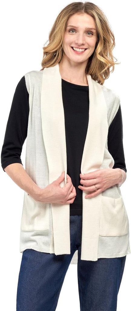 Women's Long Sleeveless Open Front Soft Shawl Collar Vest