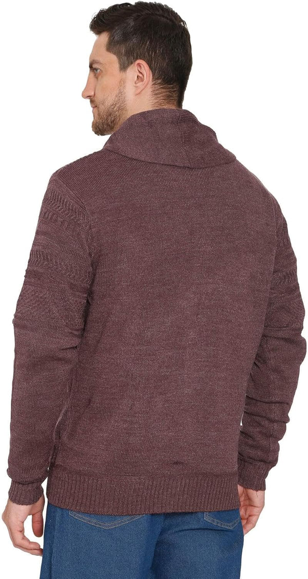 Men's Jacquard Knit Shawl Collar Cardigan Sweater