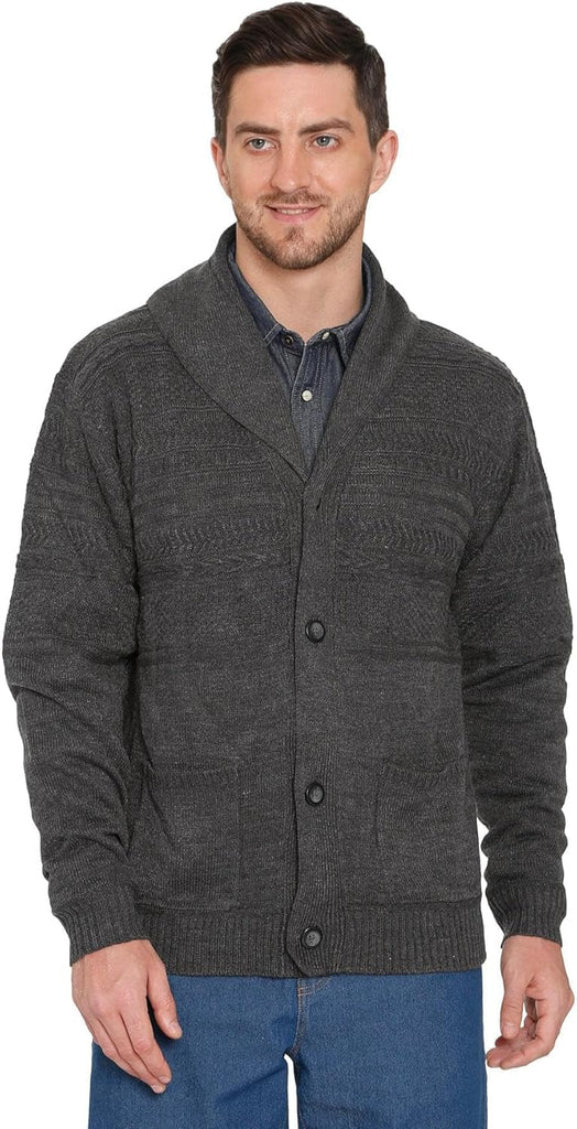 Men's Jacquard Knit Shawl Collar Cardigan Sweater
