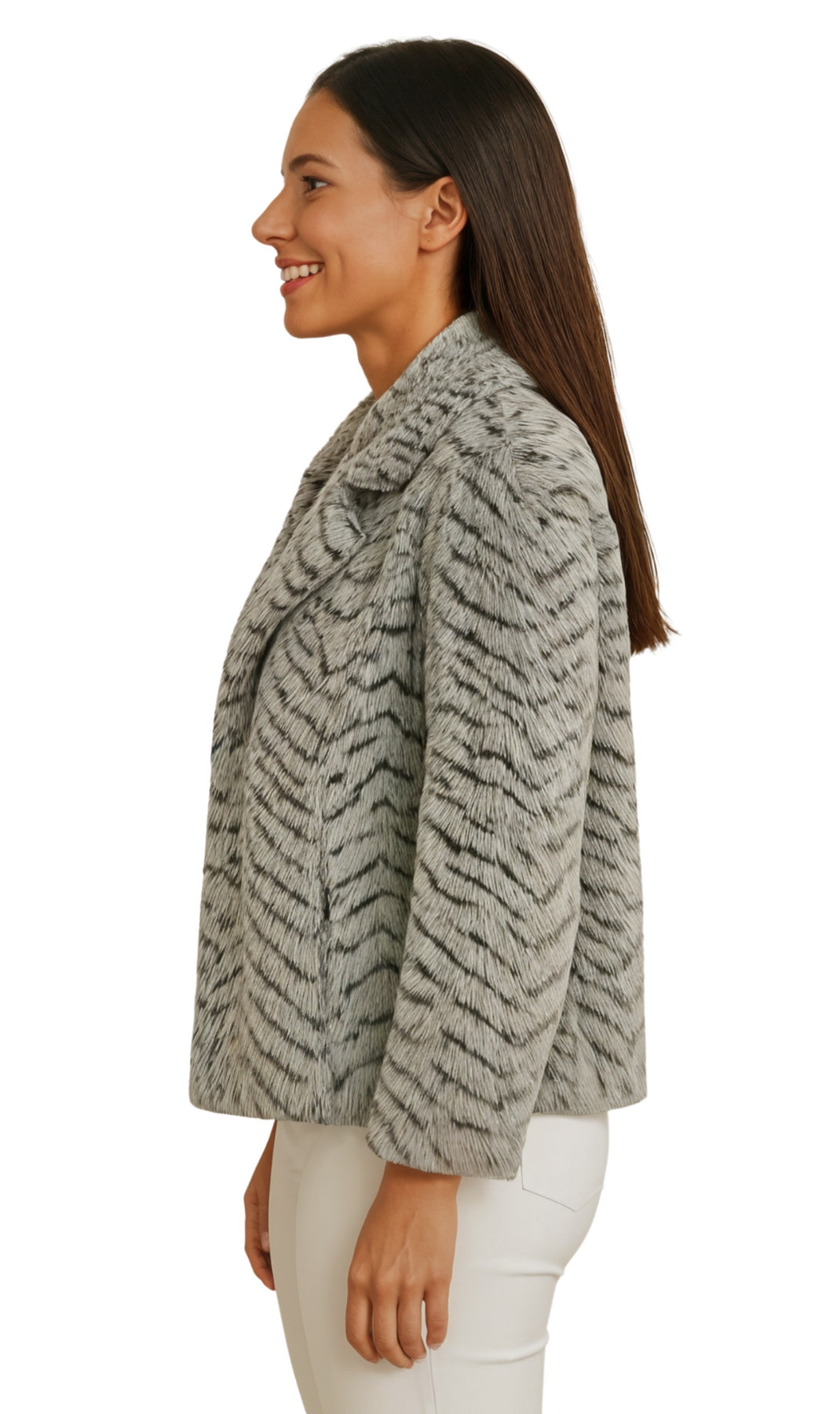 Women's One Button Faux Fur Lined Swing Jacket 3