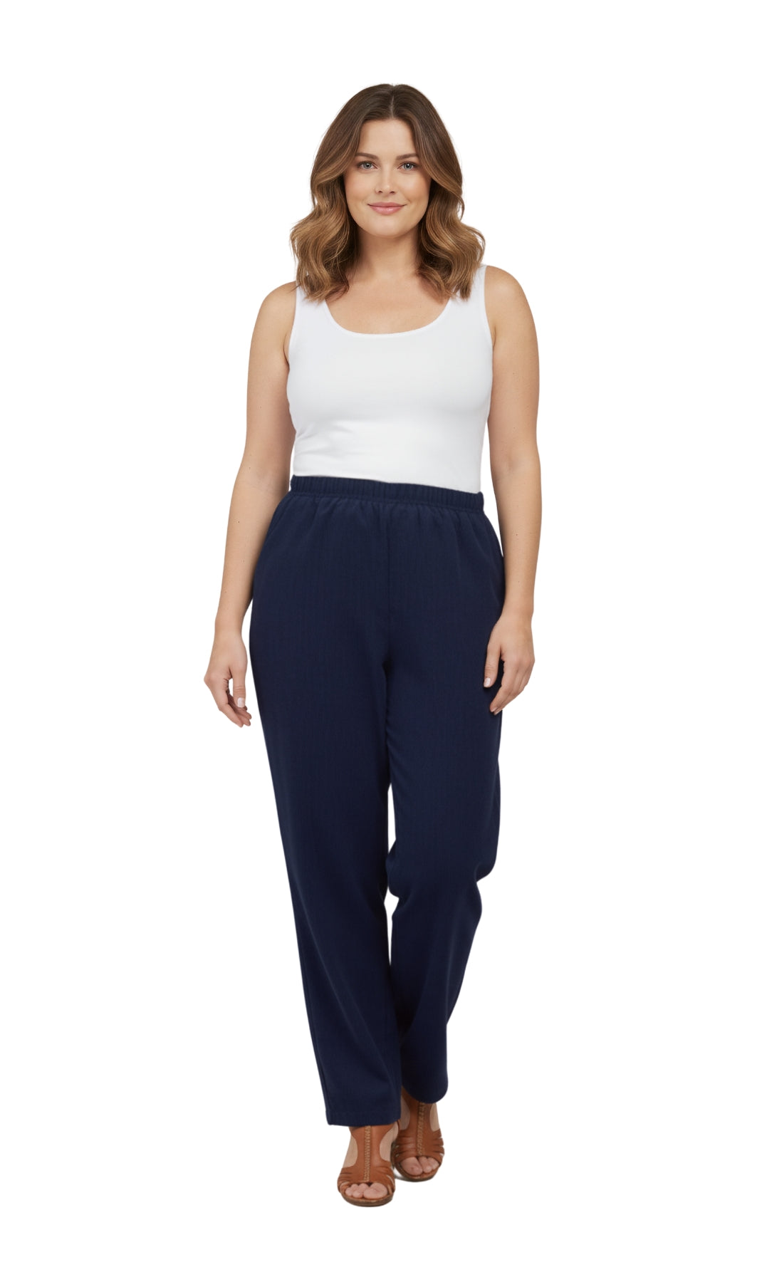 Women's Pull On Fine Wale Corduroy Pants with soft-covered Elastic