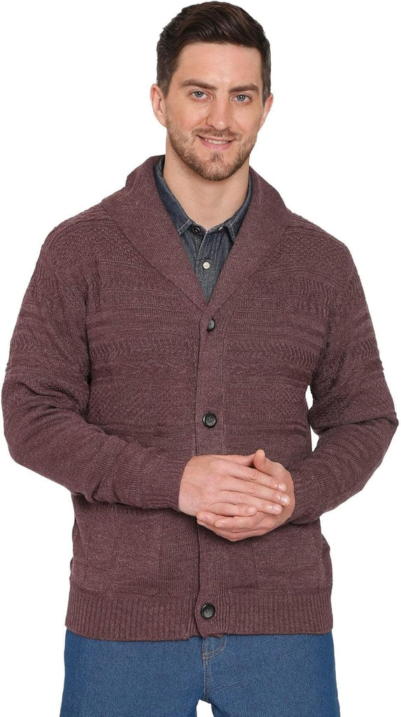 Men's Jacquard Knit Shawl Collar Cardigan Sweater