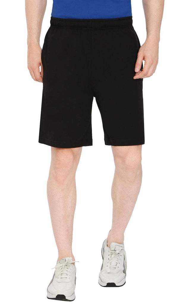 Mens Knit Shorts - Black - Front -  TURTLE BAY APPAREL