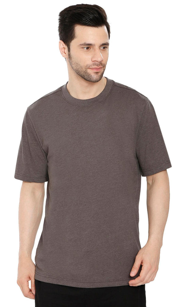 Men's Crew Neck Tee Shirt – Essential Short Sleeve Tee For Everyday  Charcoal - Front-TURTLE BAY APPAREL