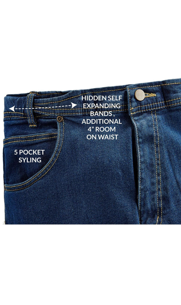 Mens Flex Waist Hidden Stretch Denim Jean - Details - TURTLE BAY APPAREL