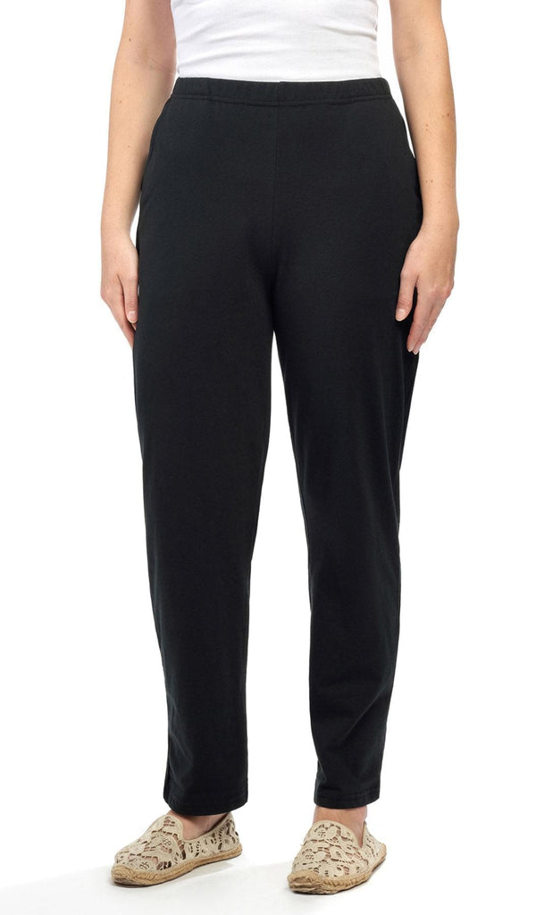 Women's Knit Pull On Pant– Your Go-To Casuals for Busy Days and Cozy Nights Alike -  Black  - Front - TURTLE BAY APPAREL