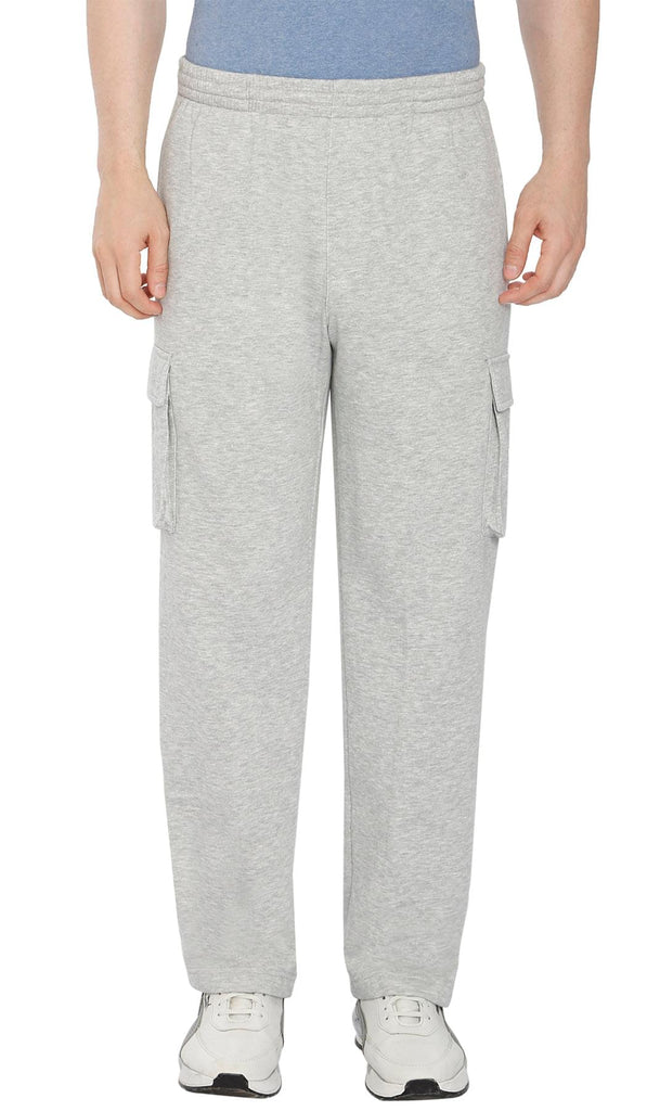Men's Fleece Cargo Pants - Comfy Sweatpants for No-Chill Chillin'Grey Heather - Front - TURTLE BAY APPAREL
