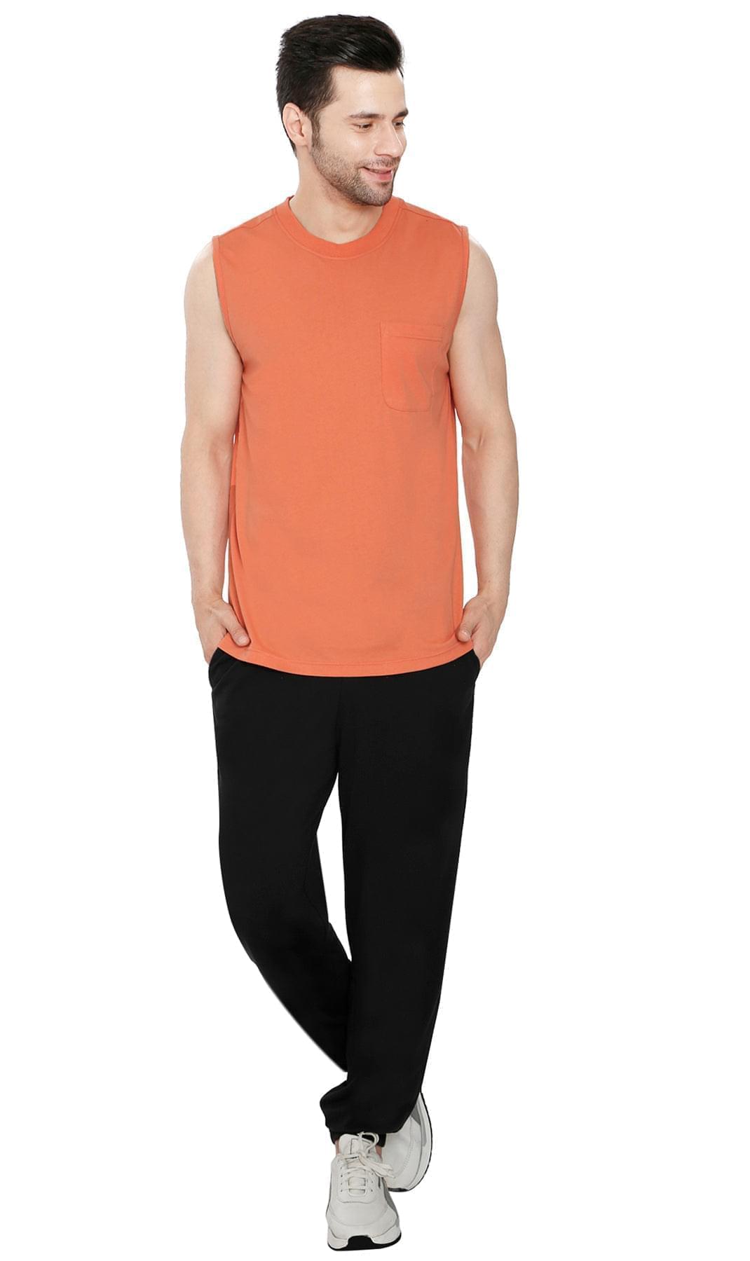 Men's Sleeveless T-Shirt with Pocket - Cool Off in Our Tough Tank - Melon - Full - TURTLE BAY APPAREL