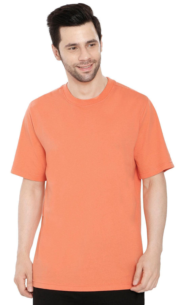 Men's Crew Neck Tee Shirt – Essential Short Sleeve Tee For Everyday Melon - Front- TURTLE BAY APPAREL