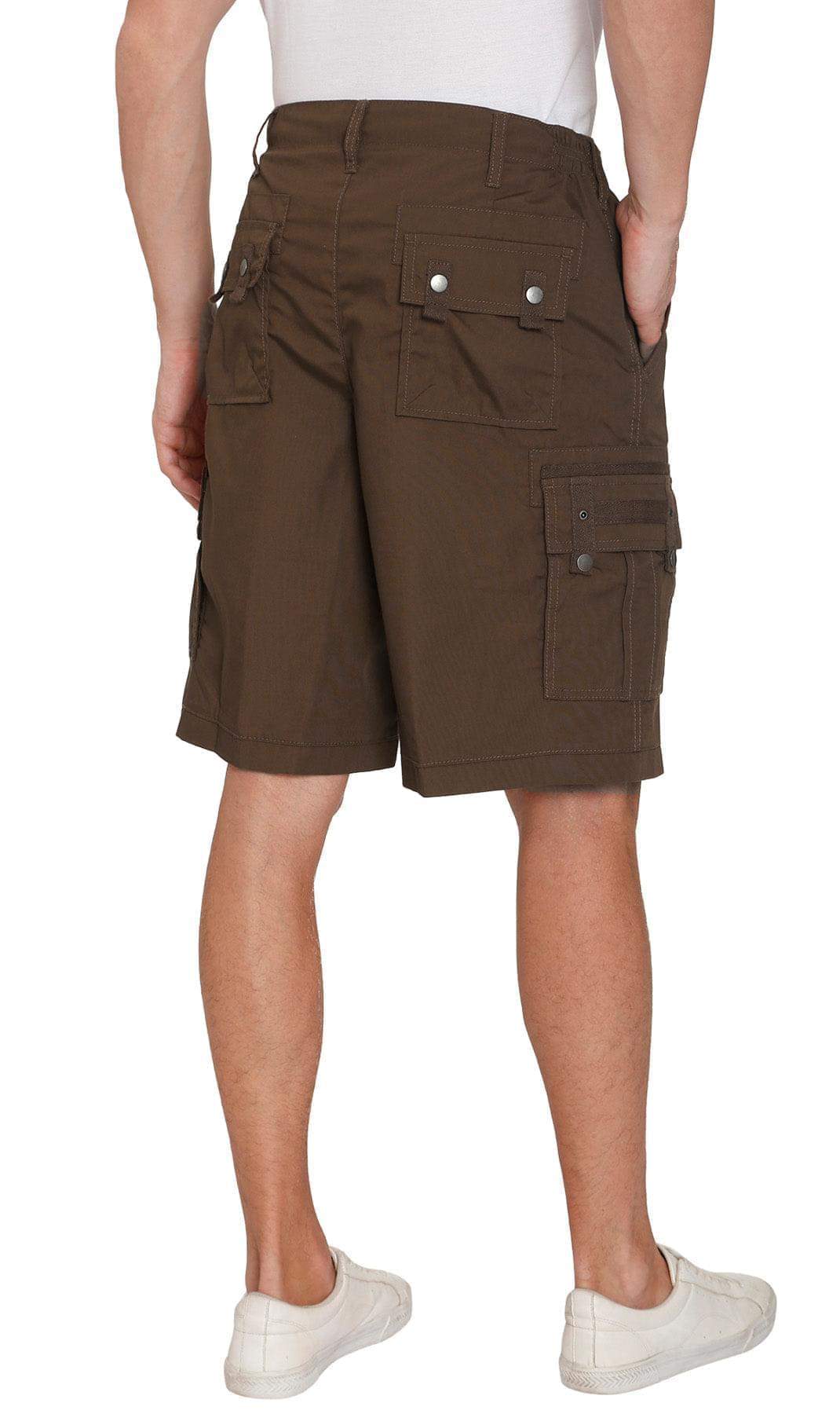 Men's Elastic Waist Cargo Shorts - Comfort and Functionality for Any Adventure brown - Back -TURTLE BAY APPAREL