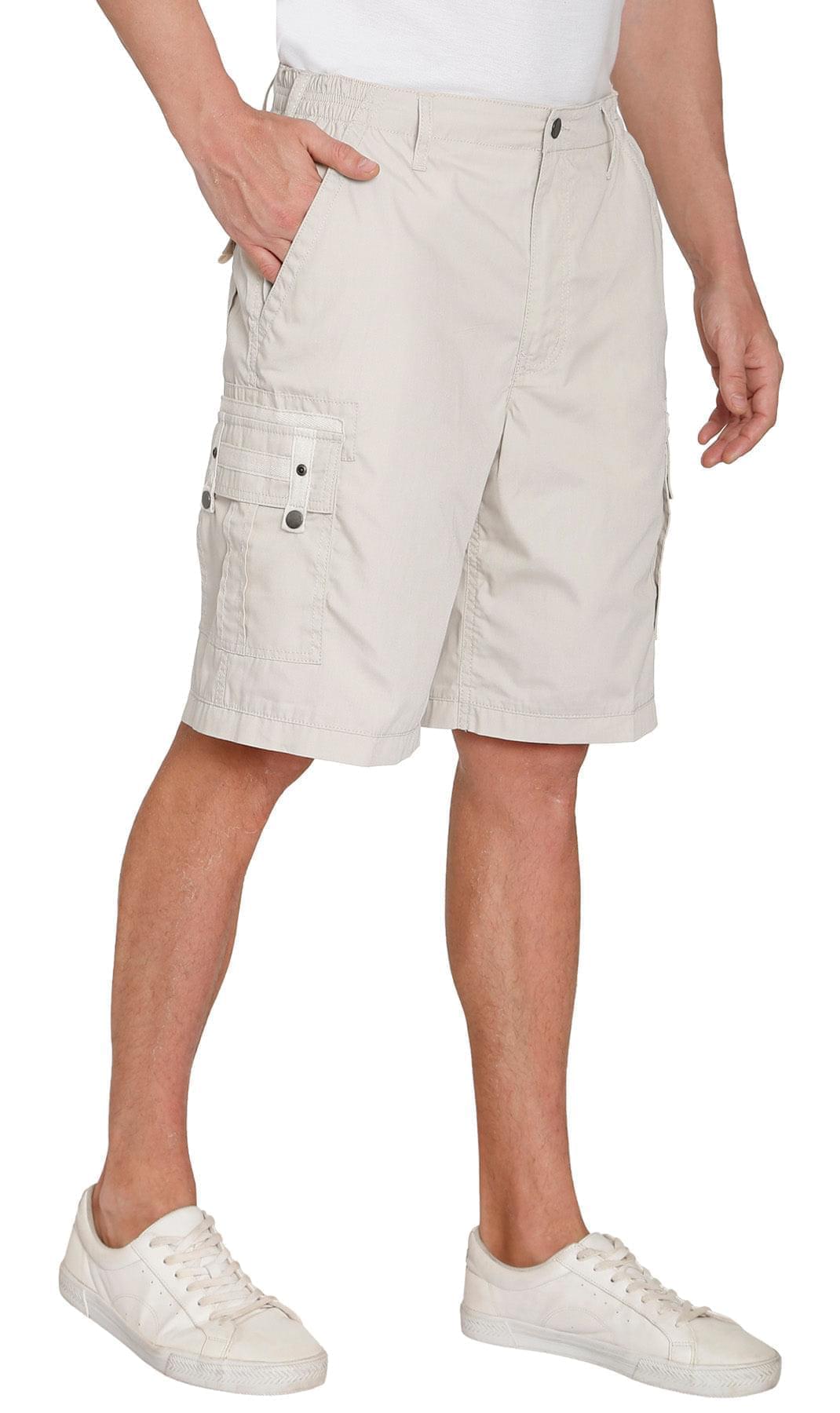 Men's Elastic Waist Cargo Shorts - Comfort and Functionality for Any Adventure - Side - Stone TURTLE BAY APPAREL