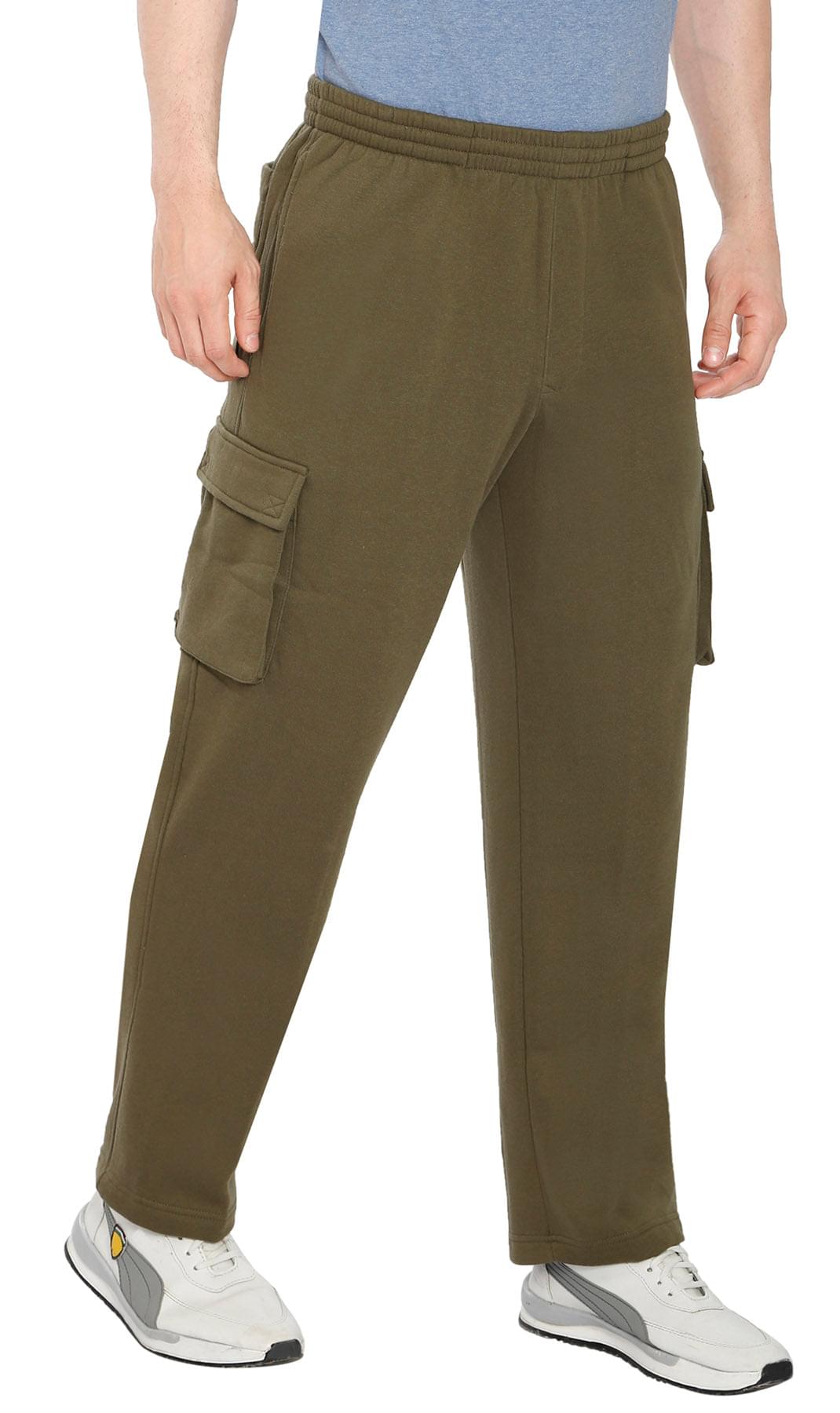 Men's Brushed Fleece Cargo Pants – Comfy Sweatpants with Inner