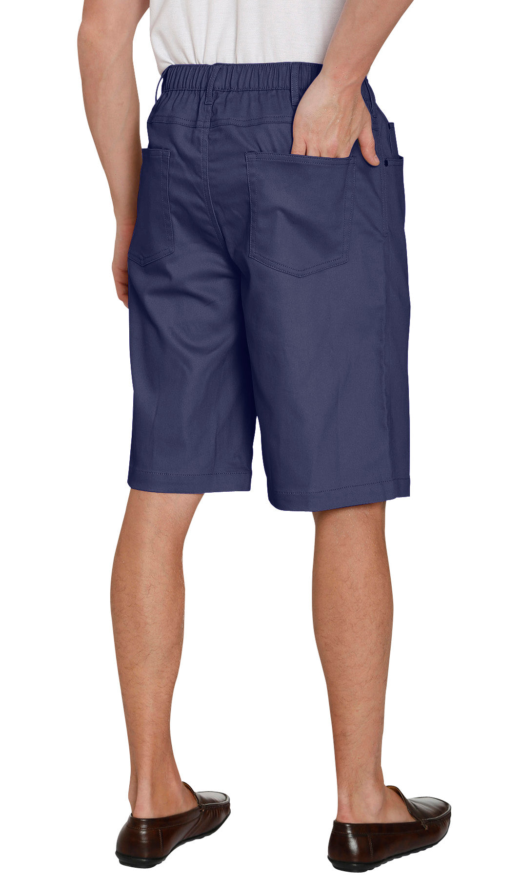 Men's Stretch Waist Pull On Shorts in Denim and Twill - Free of Button