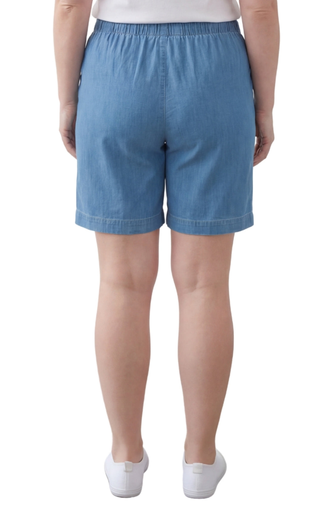 Women's Pull On Denim & Twill Shorts with stretch waist - No zipper or buttons 8