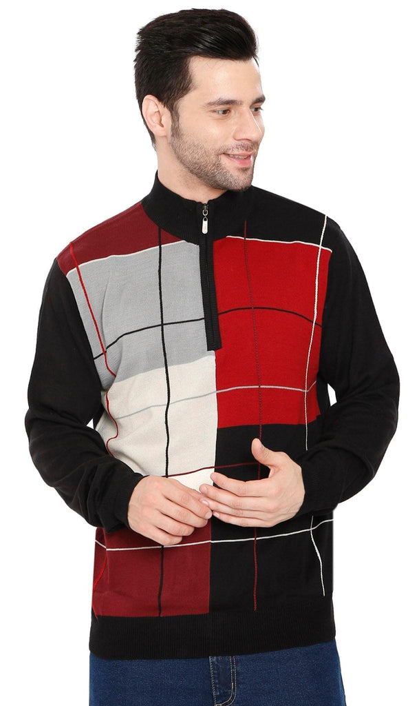 Mens Color Block 1/4 Zip Sweater - Front - TURTLE BAY APPAREL