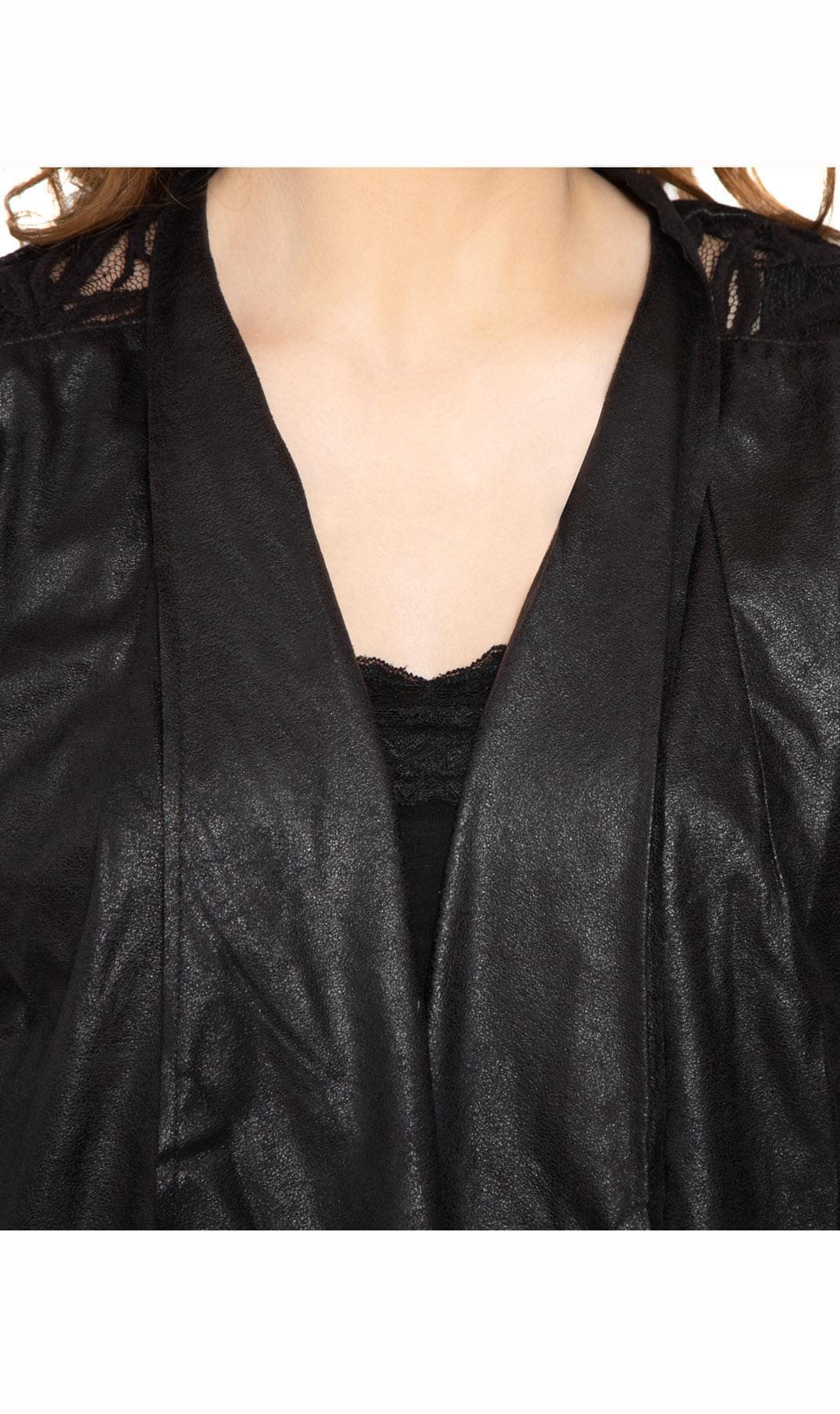 Women's Faux Suede Lace Back Crop Jacket TURTLE BAY APPAREL