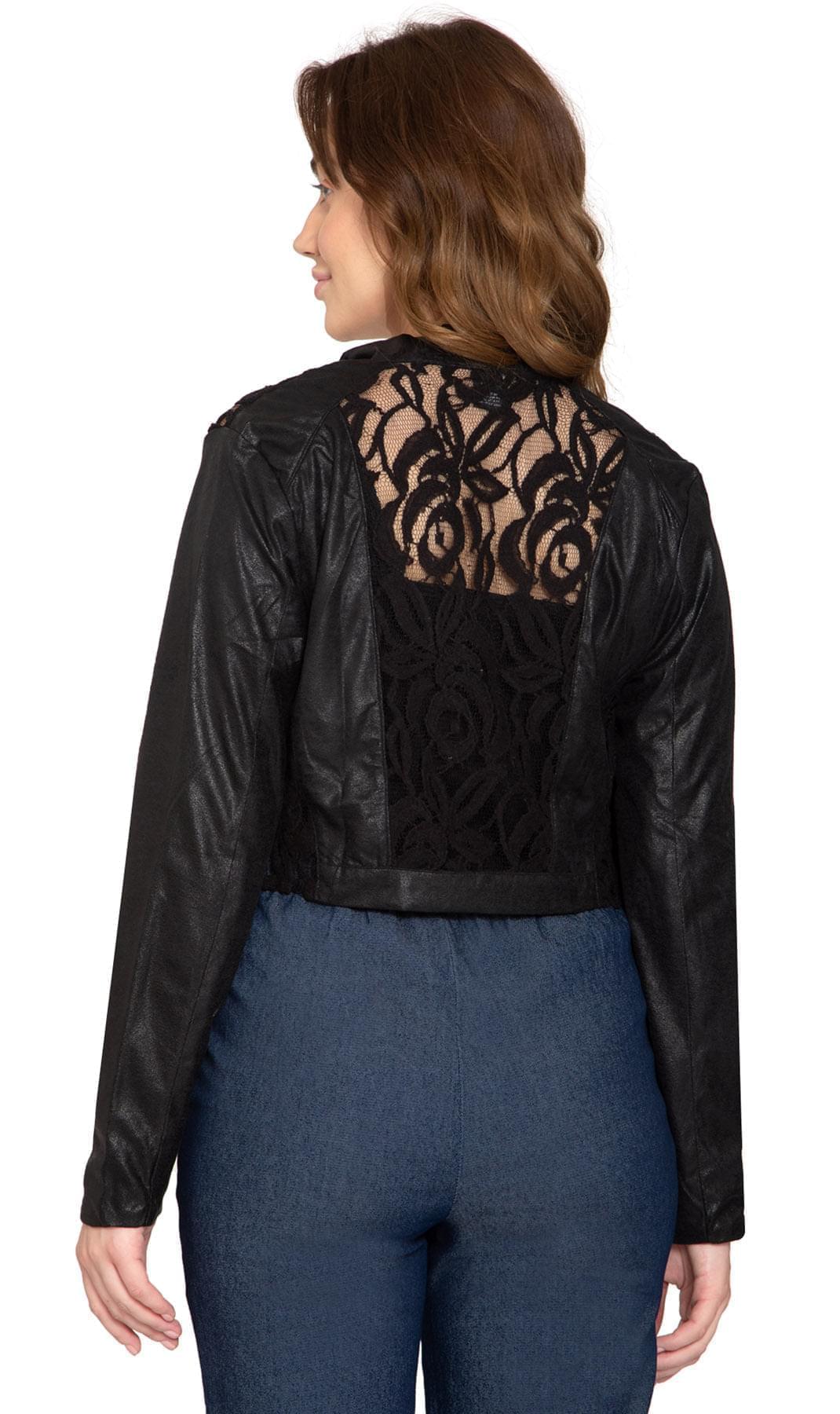 Women's Faux Suede Lace Back Crop Jacket TURTLE BAY APPAREL
