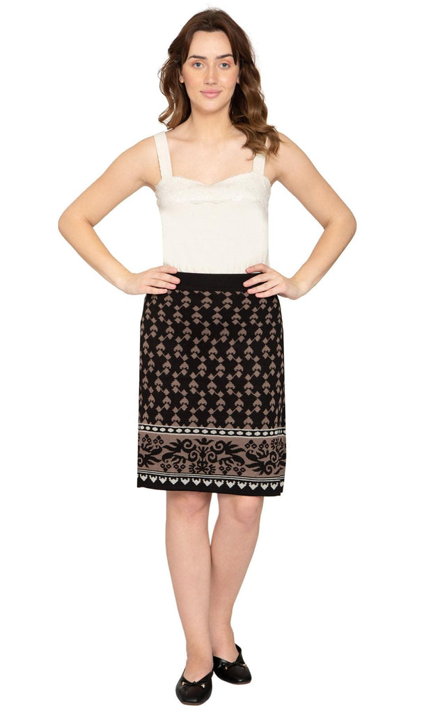Women's Jacquard Knee Length Sweater Skirt - Full -  TURTLE BAY APPAREL