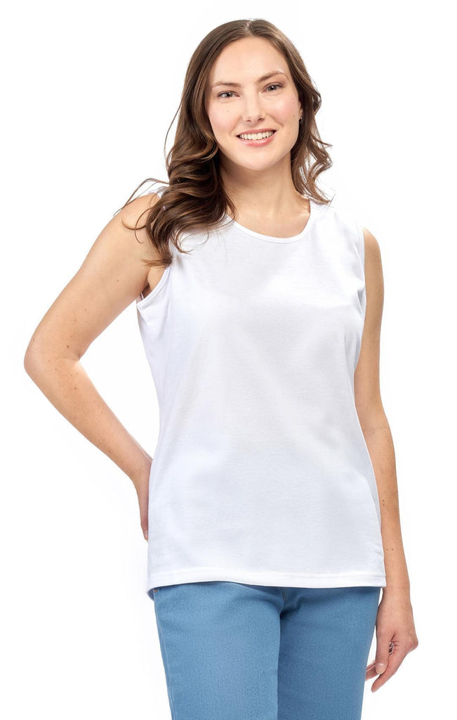 SLEEVELESS TANK - More Modest Than a Tank Yet Just as Cool and Comfortable - White - Front - TURTLE BAY APPAREL