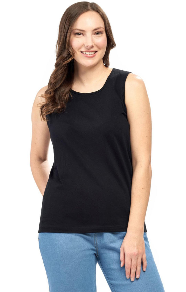 SLEEVELESS TANK - Black - Front - More Modest Than a Tank Yet Just as Cool and Comfortable - TURTLE BAY APPAREL