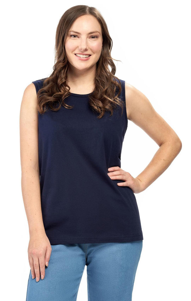 SLEEVELESS TANK - More Modest Than a Tank Yet Just as Cool and Comfortable - Navy - Front - TURTLE BAY APPAREL