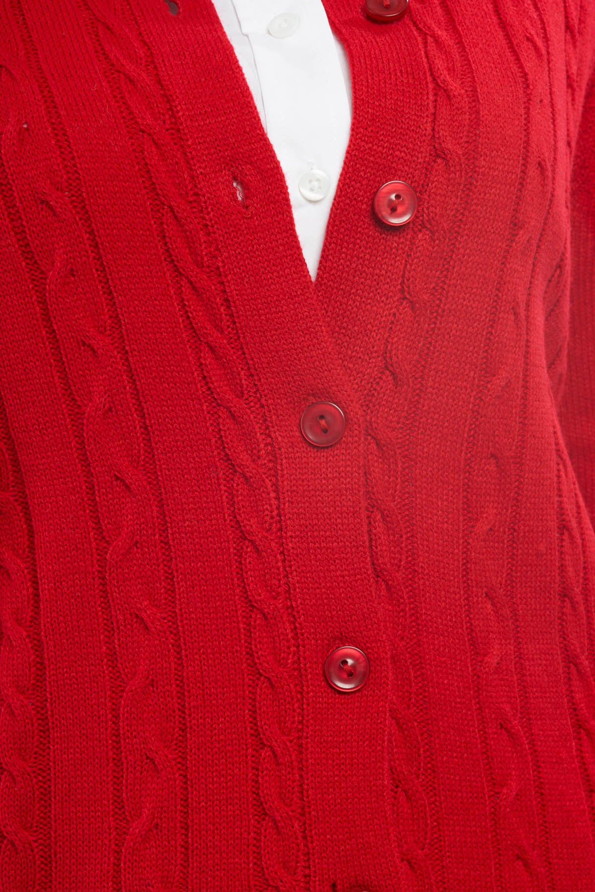 Women's Classic Button Front Cable Knit Cardigan in Soft Acryllic 21