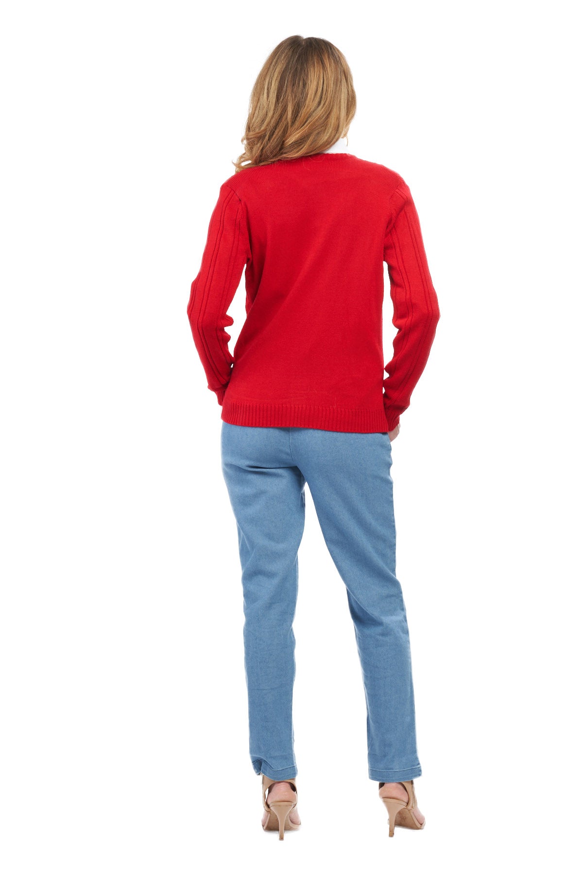 Women's Classic Button Front Cable Knit Cardigan in Soft Acryllic 19