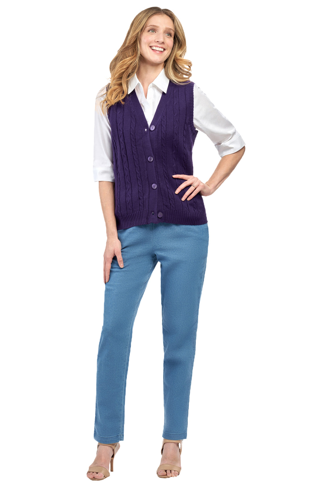 Turtle Bay New York Womens Button Front Cable Knit Cardigan Sweater Vest, Women's, Size: XL Turtle Bay New York Womens Button Front Cable Knit Cardigan Sweater Vest, Women's, Size: XL