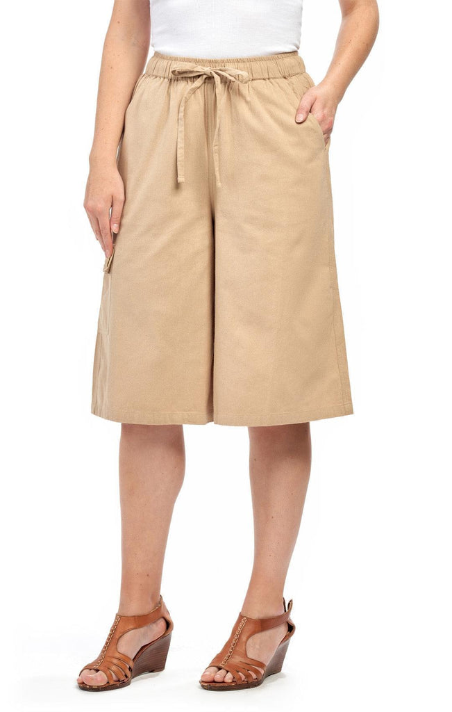 Women's Calcutta Split Skirt With Cargo Pocket -The Sportiness of Shorts, The Coolness of a Skirt - Khaki - Front -  TURTLE BAY APPAREL