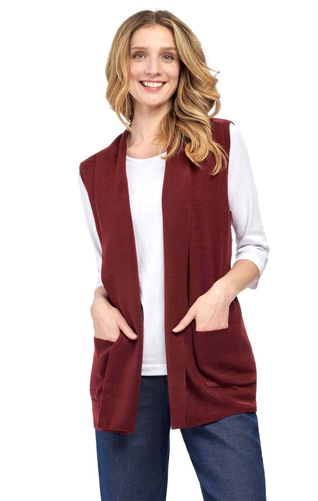 Women's Long Sleeveless Open Front Soft Shawl Collar Vest 4