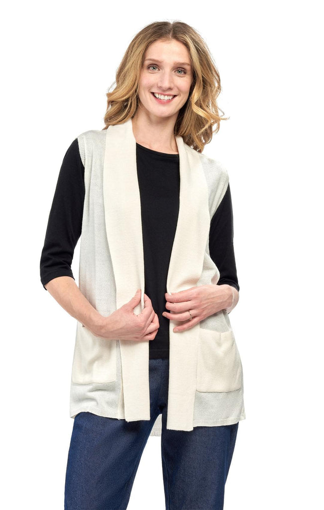 Women's Cashmere Like Vest - Luxuriously Soft for Extra Warmth - Feels as Soft as Cashmere - Ivory - front - TURTLE BAY APPAREL