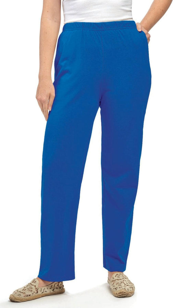Women's Knit Pull On Pant– Your Go-To Casuals for Busy Days and Cozy Nights Alike - Royal - front - TURTLE BAY APPAREL
