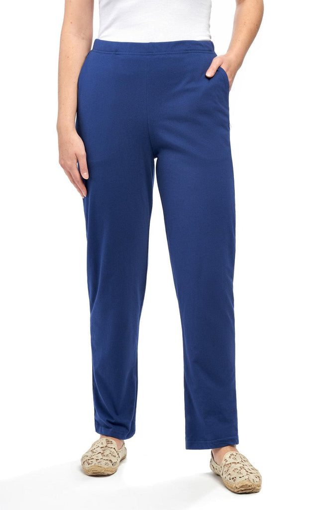 Women's Knit Pull On Pant– Your Go-To Casuals for Busy Days and Cozy Nights Alike - Navy- Front - TURTLE BAY APPAREL