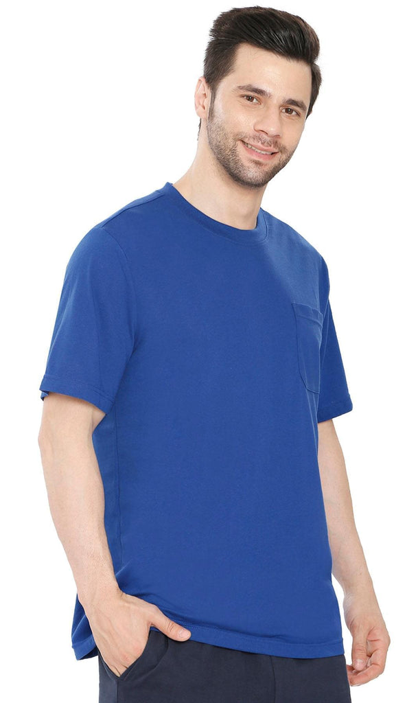 Men's Crew Neck Pocket Tee Shirt - Sturdy Jersey Keeps Its Shape - Front-TURTLE BAY APPAREL