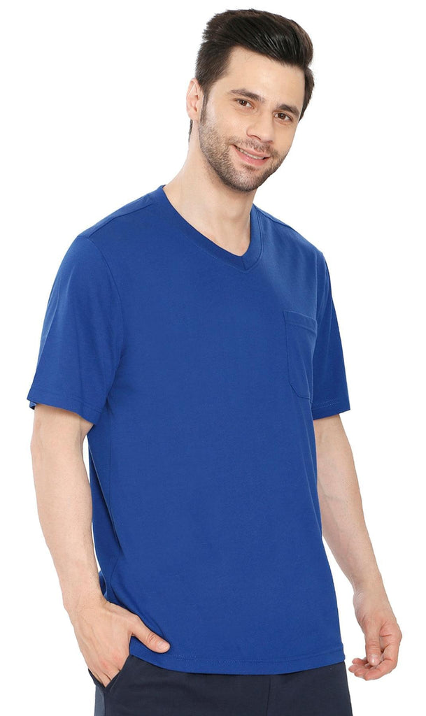 Men's V-Neck T-Shirt with Pocket – The Dressier Tee - Royal  - Front - TURTLE BAY APPAREL