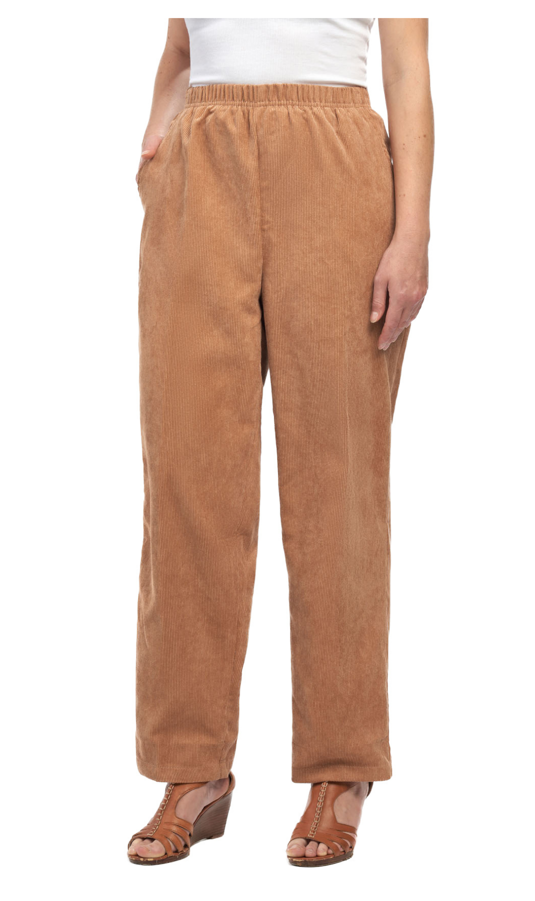 Womens Pull On Fine Wale Corduroy Pants with soft-covered elastic waist 4