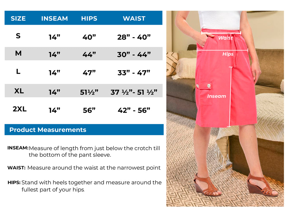 Women's 100% Calcutta Cotton Split Skirt size chart